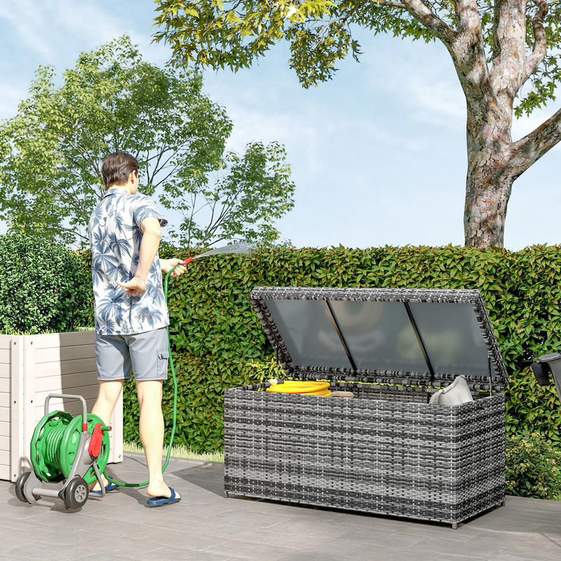 Opbergbox – Opbergmand – Opbergkist – Opbergdoos – Grote Rattan Opbergbox – 380L – UV-Bestendig – 130x61x65 cm – Donkergrijs
