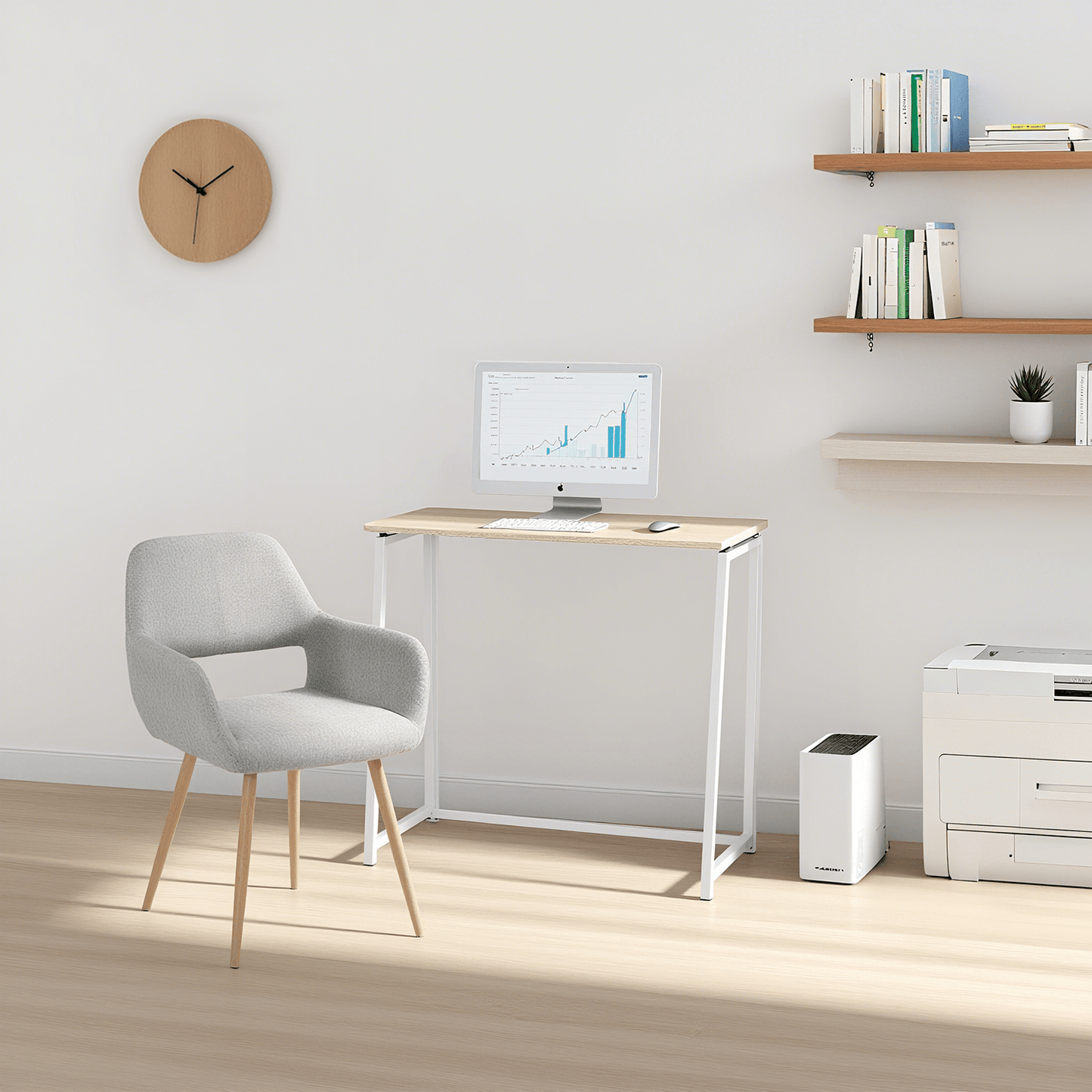 Opvouwbaar Bureau – Werkplek – Studieplek – Tafel – Schrijfplek – Scandinavisch Design – Eikenhout – Metalen Frame – Compact 41,5x80x74 cm