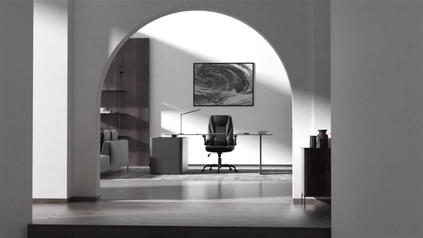 KERDOM Heavy Duty Executive Office Chair - Extra Wide Big and Tall Computer Desk Chair with Ergonomic High Back Support, Height-Adjustable, 135° Tilt & Rocker Mechanism, Lumbar Cushion, Flip-Up Arms, Heavy Duty 150kg/330lbs