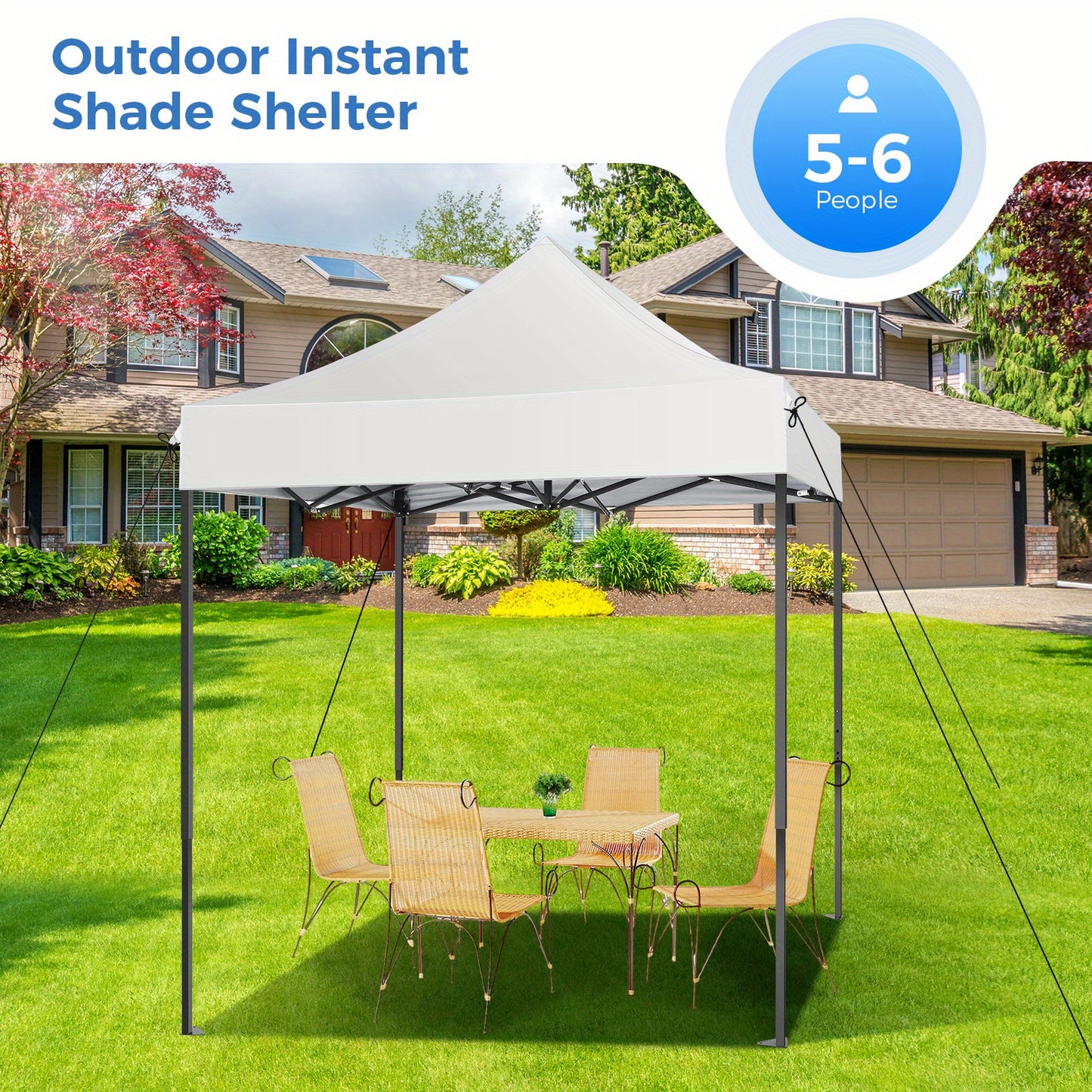 2x2M Pop-Up Canopy Tent Temporary Shelter Without Sidewalls Easy To Set Up Outdoor Canopy UPF 50+ Instant Party Tent With Carry Bag Quick To Assemble By One Person Suitable For Outdoor Events Gardens Commercial Use And Market