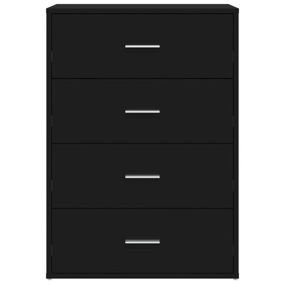 Modern Black Wooden Sideboard with 4 Drawers - 60x31x84cm, Minimalist Design, Removable Storage, Perfect for Living Room or Bedroom, Bedroom Storage Unit | Sleek Storage Unit | Wooden Construction, Sideboard Storage
