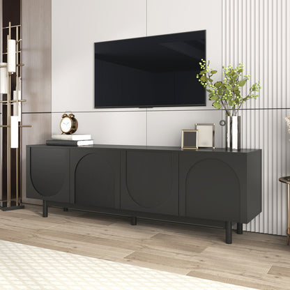 TV Meubel – TV Kast – Televisiemeubel – TV Dressoir – Media Meubel – Verstelbare Plank 127-150 cm – Zwart MDF & Spaanplaat – Lichtgewicht Duurzaam Design
