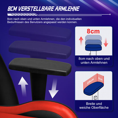 Gaming Stoel – Gaming Chair – Bureaustoel – Office Chair – Ergonomische Stoel – Verstelbaar 90°-170° – Lendensteun en Hoofdsteun – Zwart-Grijs