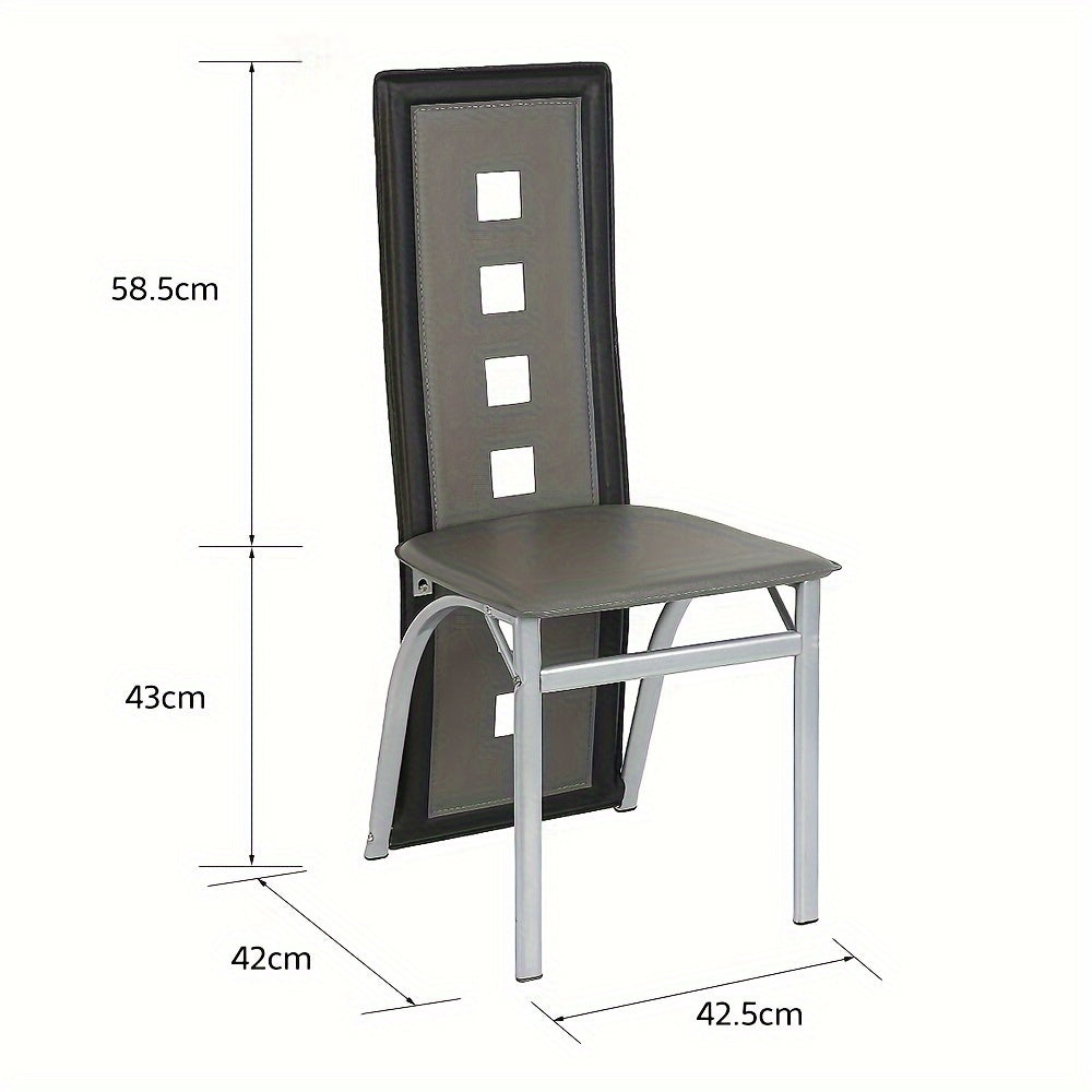 Eetkamerstoel – Stoel – Barstoel – Keukenstoel – Caféstoel – Set van 4 – Hoogwaardige PU Zitting – Ergonomische Rugleuning – Zwart-Grijs – Stevig & Comfortabel – Eenvoudige Montage