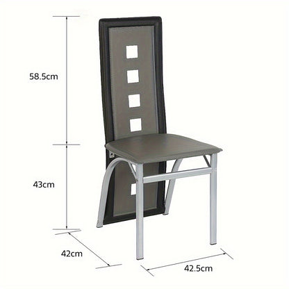 Eetkamerstoel – Stoel – Barstoel – Keukenstoel – Caféstoel – Set van 4 – Hoogwaardige PU Zitting – Ergonomische Rugleuning – Zwart-Grijs – Stevig & Comfortabel – Eenvoudige Montage