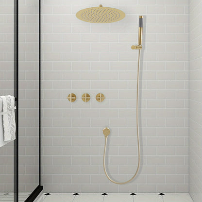 Large Wall-Mounted Rainfall Shower System & Handheld Spray - Stainless Steel Round Shower Head with Hose, Compatible for Bathrooms, Modern Spa Shower Kit (Wall Mounted, NPT 1/2")