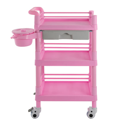 Beauty Trolley – Make-up Koffer – Schminkkoffer – Cosmetica Koffer – Opbergtrolley Roze – 3 Laags Met Lade – Mobiele Opbergruimte – 100 Kg Draagvermogen