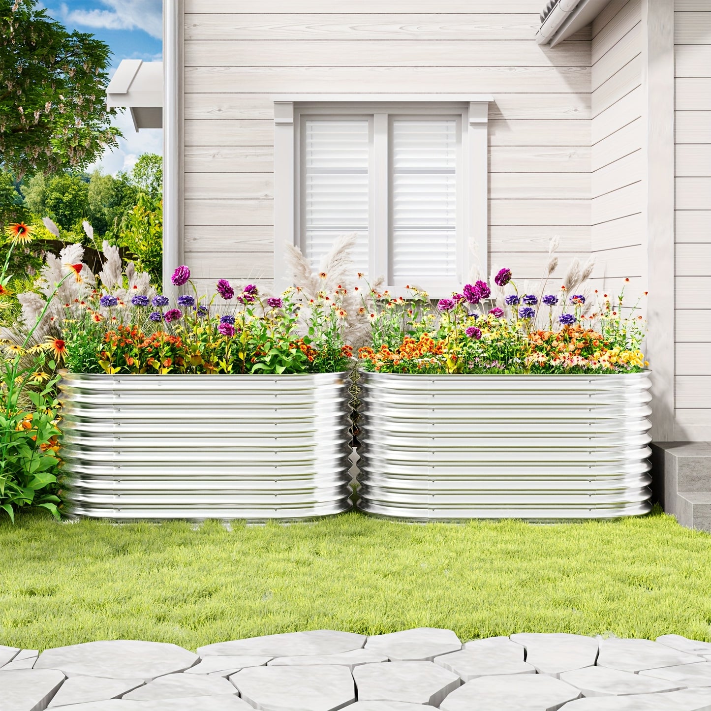 Hoogtebak Tuin – Verhoogd Plantenbed – Moestuinbak – Kruidenbak – Bloembak – Metalen Set – Roestbestendig – Ergonomisch Hoog – 160x80x80 cm