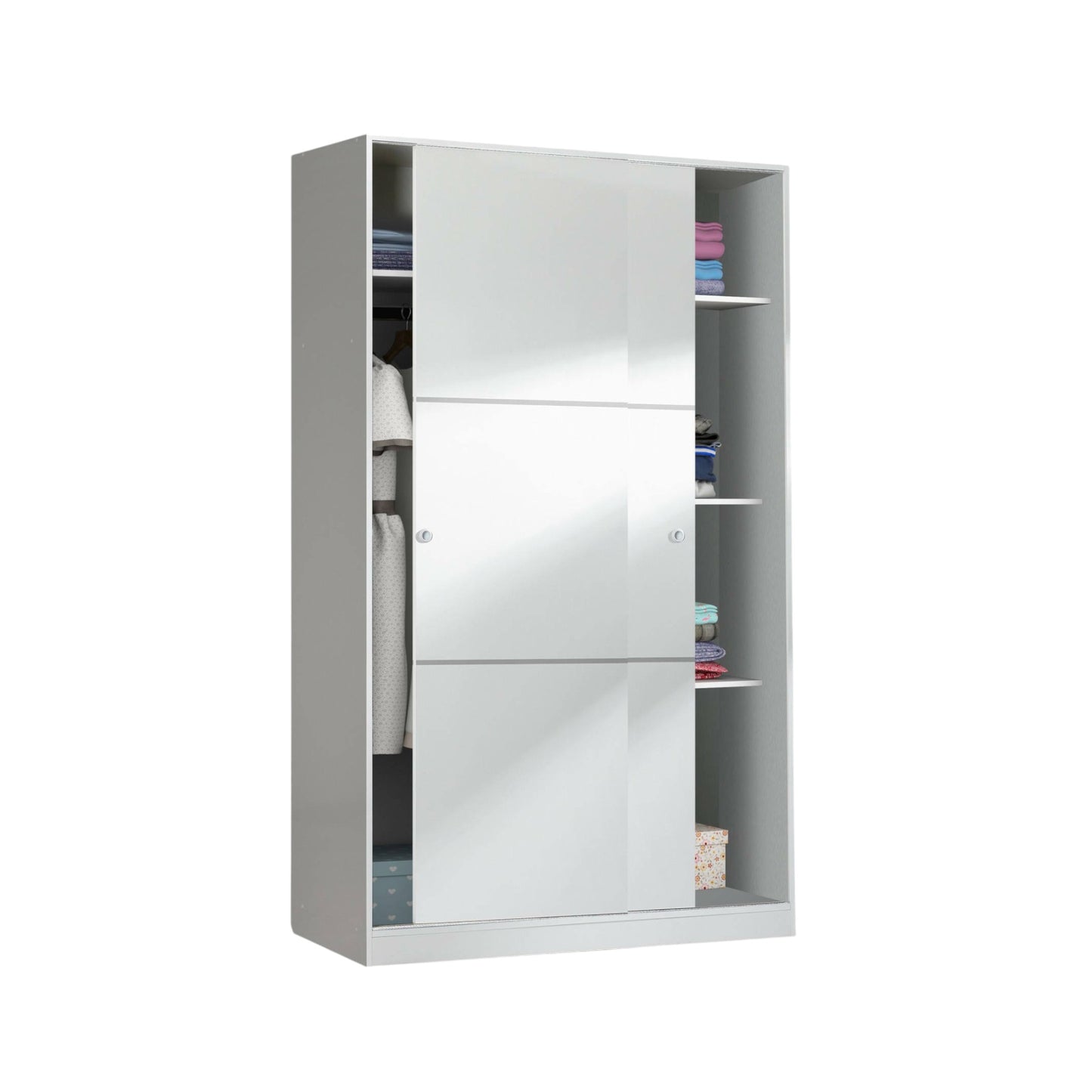Wardrobe 2 in Front of Dnoce, Bedroom Closet, Furniture with 4 Shelves And Clothes Rail, 120X50H200 Cm, Available in 4 Colors