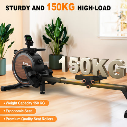 Quiet Magnetic Rowing Machine with 16-Level Adjustable Resistance - Foldable Home Gym Equipment, 150kg Weight Capacity, Magnetic Resistance System for Full-Body Workout, Cardio & Strength Training, Space-Saving Design, Batter