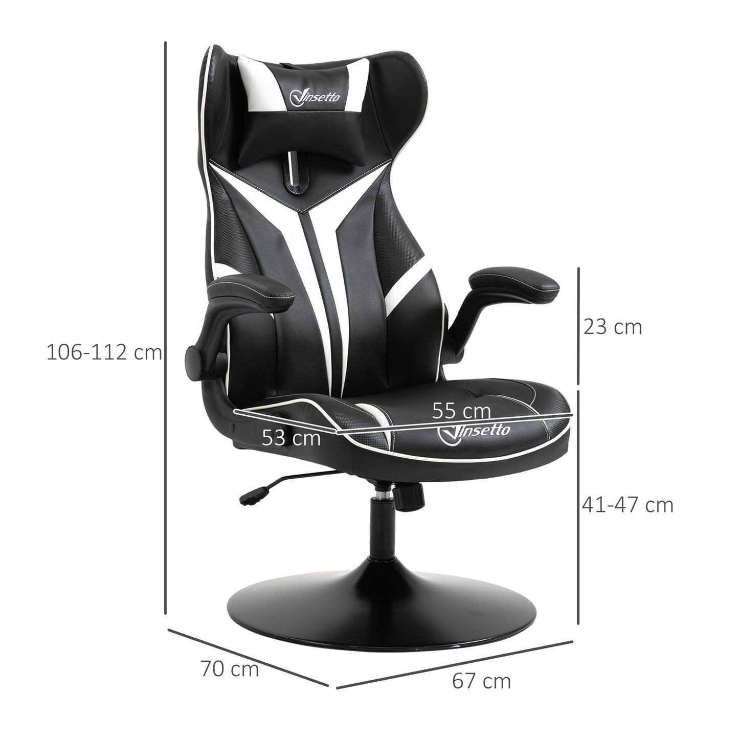 Gamingstoel – Gamestoel – Gaming Chair – Game Stoel – Bureaustoel – Ergonomisch Design – Verstelbare Hoogte 67x70x106-112 cm – Staal & Kunstleer Zwart/Grijs