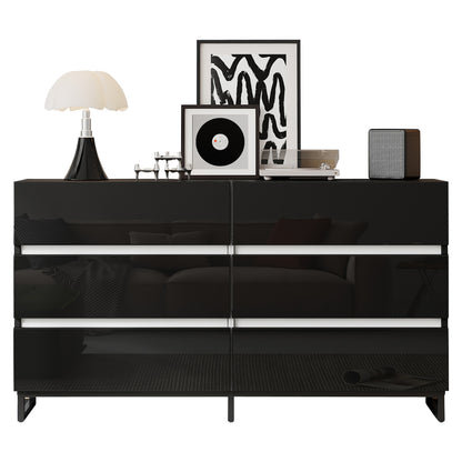 Dressoir – Buffet – Opbergkast – Ladekast – Commode – Zwart Met Gouden Accenten – 4 Deuren – Met Metalen Poten