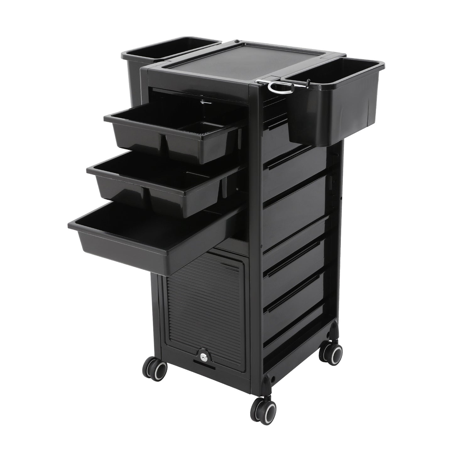 Heavy-Duty Rolling Salon Storage Cart with 6 Trays & 2 Baskets - Mobile Beauty Organizer with Locking Wheels, Large Capacity Salon Cart, Sturdy Metal Frame & ABS Construction, Space-Saving Design for Salon, Spa, Barber Shop,