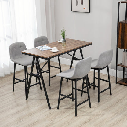 Barset – Barkrukken – Bartafel – Keukentafel – Bistroset – Lichtgrijs – Stalen Frame – Verstelbare Poten – Comfortabele Zitting 120x60x91 cm