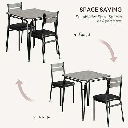 3-delige Eetkamerset – Eettafelset – Eetgroep – Keukentafelset – Eethoekset – Compact Ruimtebesparend Ontwerp – Duurzaam Houten Tafelblad
