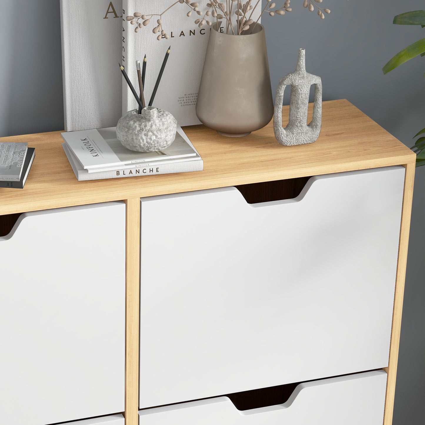 Schoenenkast – Schoenenrek – Schoenenopberger – Schoenenmeubel – Schoenentoren – 16 Paar Schoenen – Verstelbare Legplanken – Natuurlijk Hout – Smal Hoog Model