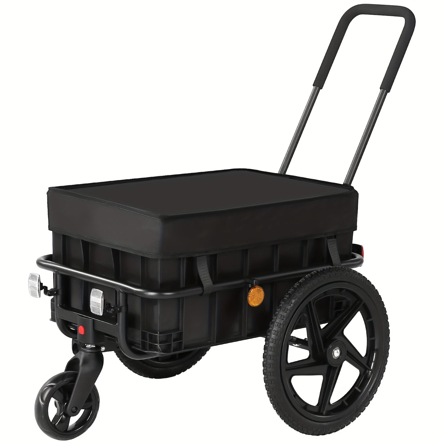 2-in-1 Fietskar – Boodschappentrolley – Handkar – Fietstrolley – Koelwagen – Zwart – Tot 40 kg Draagvermogen – Uitneembare Waterafstotende Hoes