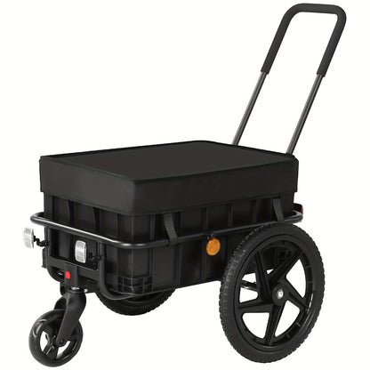 2-in-1 Fietskar – Boodschappentrolley – Handkar – Fietstrolley – Koelwagen – Zwart – Tot 40 kg Draagvermogen – Uitneembare Waterafstotende Hoes