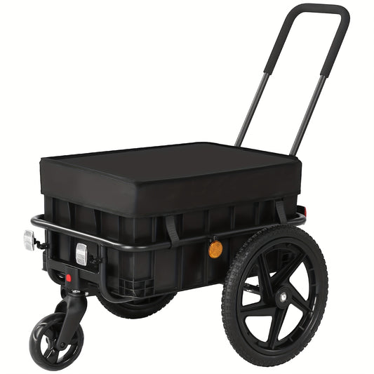 2-in-1 Fietskar – Boodschappentrolley – Handkar – Fietstrolley – Koelwagen – Zwart – Tot 40 kg Draagvermogen – Uitneembare Waterafstotende Hoes
