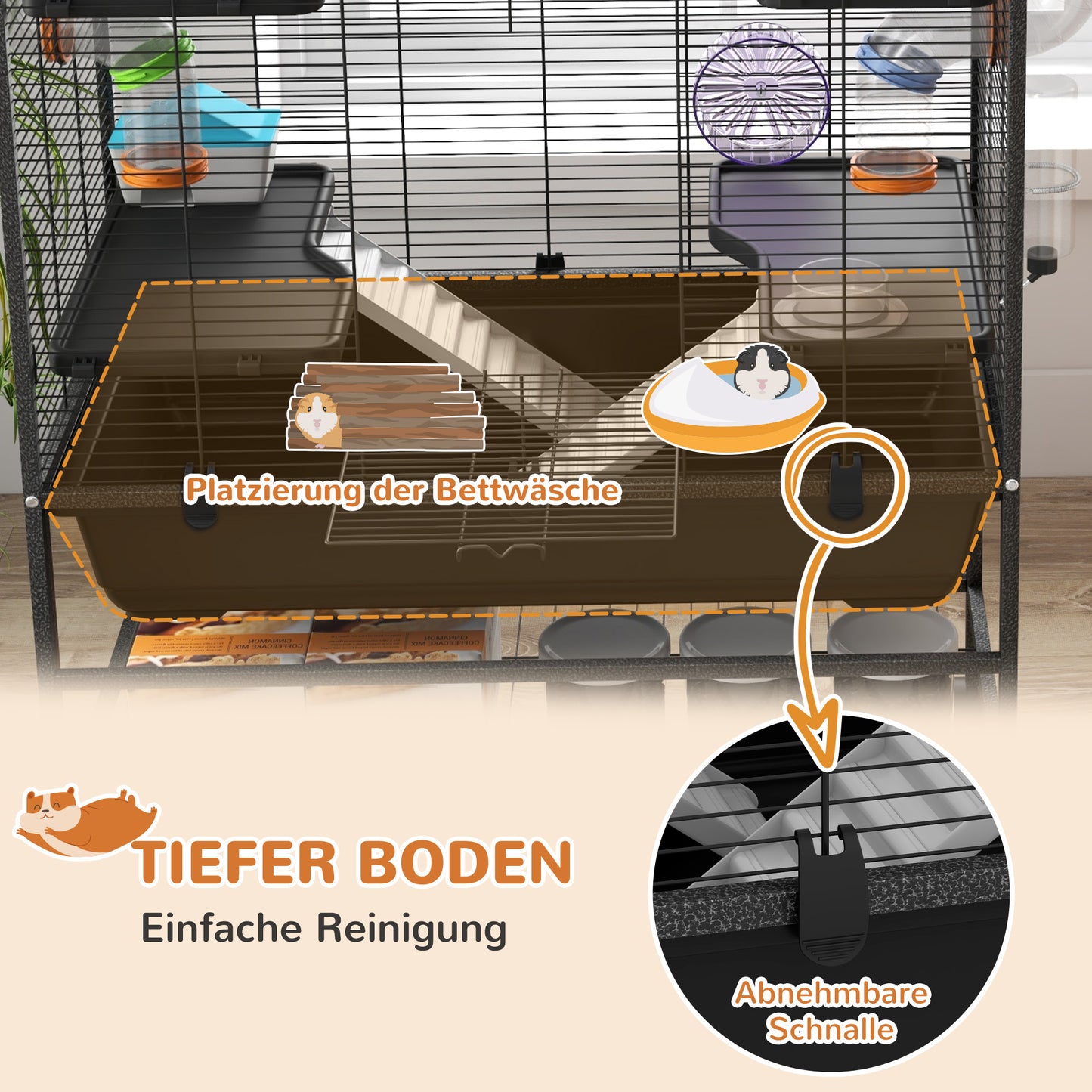 Hamsterkooi – Knaagdierkooi – Gerbilkooi – Knaagdierverblijf – Hamsterkooi Met Buizen – Ruime Leefruimte 109x82x46 cm – Inclusief Looprad & Drinkfles