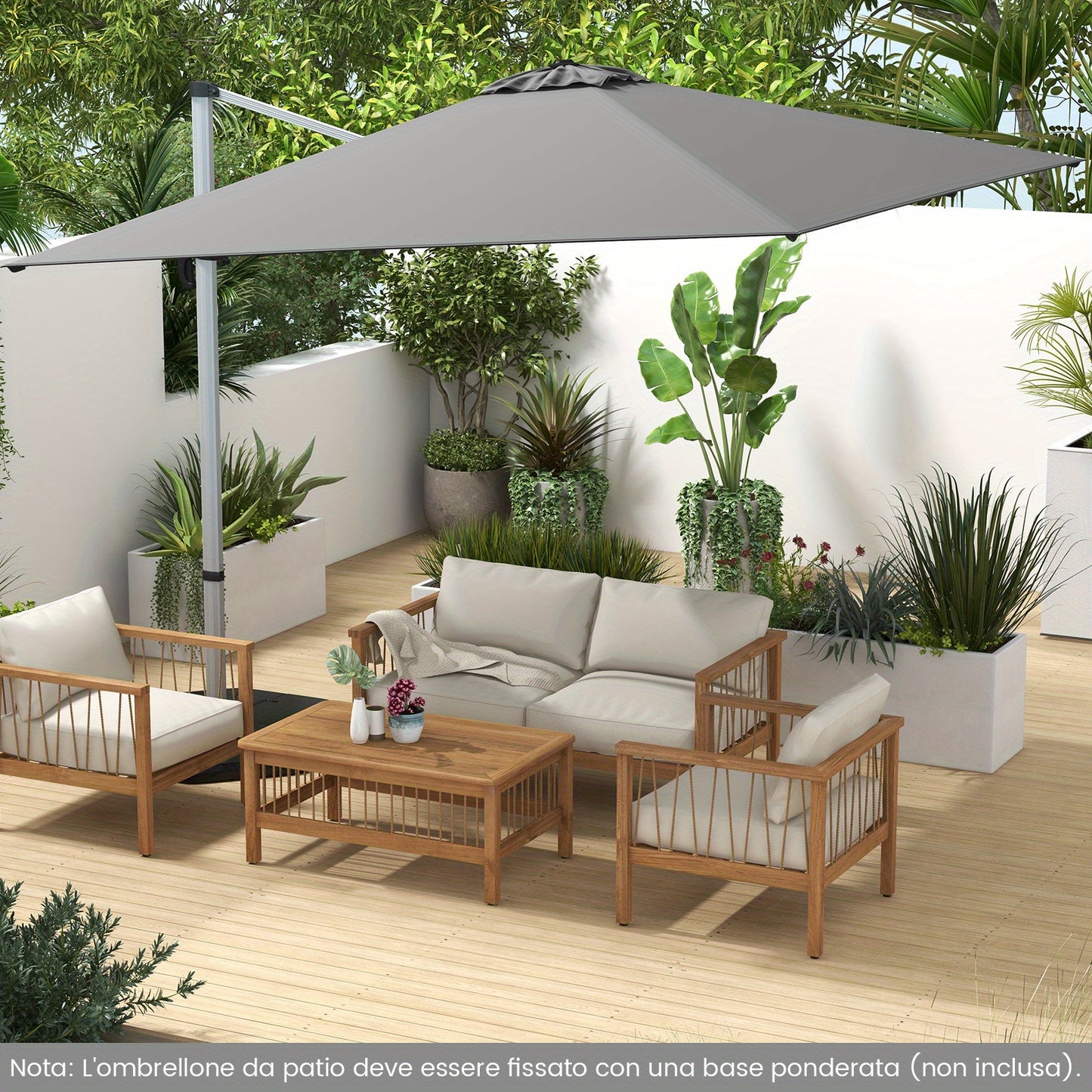 Zweefparasol – Hangparasol – Tuinparasol – Terrasparasol – Kantelbare Parasol – 3m Groot – 360° Draaibaar – Aluminium Frame – Scheurbestendig Polyester