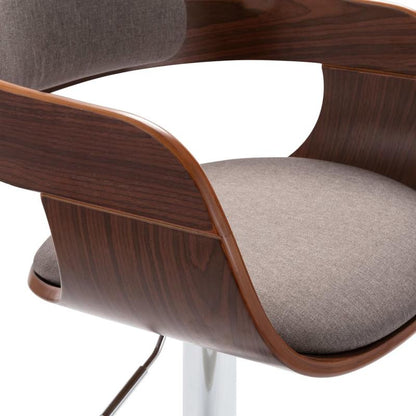 Modern Square Plywood Bar Stool with Taupe Fabric -Like Backrest - Sturdy Particle Board-like, Easy Assembly, Square Footrest - Counter Height Chair, Bar, Cafe (No Soft Padding, Durable Wood Furniture
