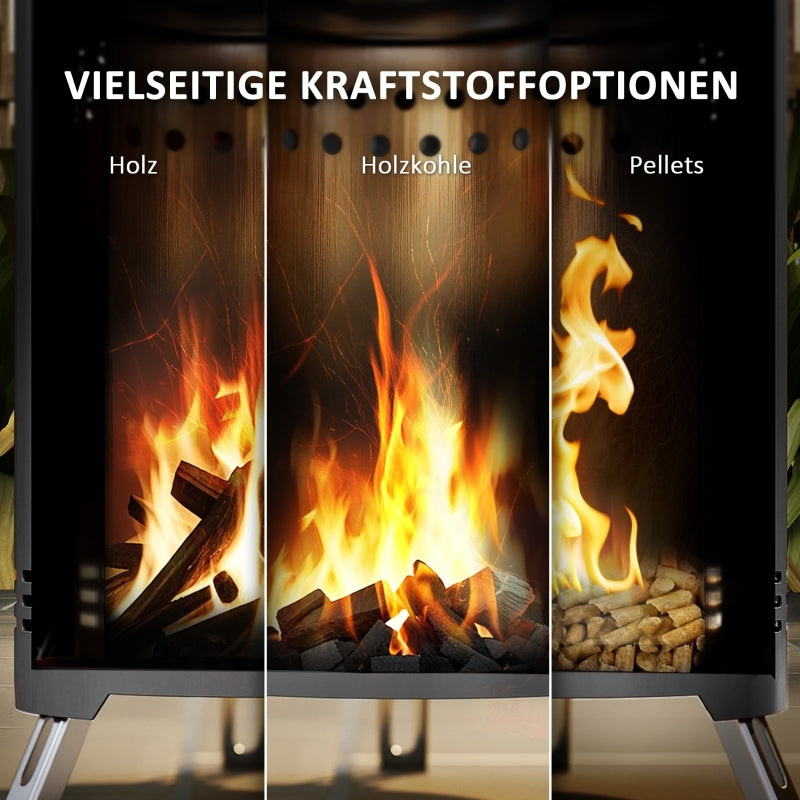 Vuurschaal – Vuurkorf – Tuinhaard – Sfeerhaard – Terrasverwarmer – Rookvrij Verbrandingssysteem – Compact Roestvrij Staal 16x16x25 cm