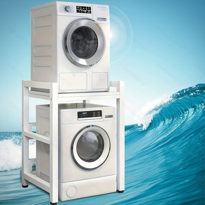 Adjustable Height Washer Dryer Storage Shelf - Heavy-Duty Metal Space-Saving Pedestal Rack for Washing Machine, Tumble Dryer, Dishwasher - Multi-Purpose Utility Organizer for Bathroom, Laundry, Kitchen, Laundry Room Upgrade,