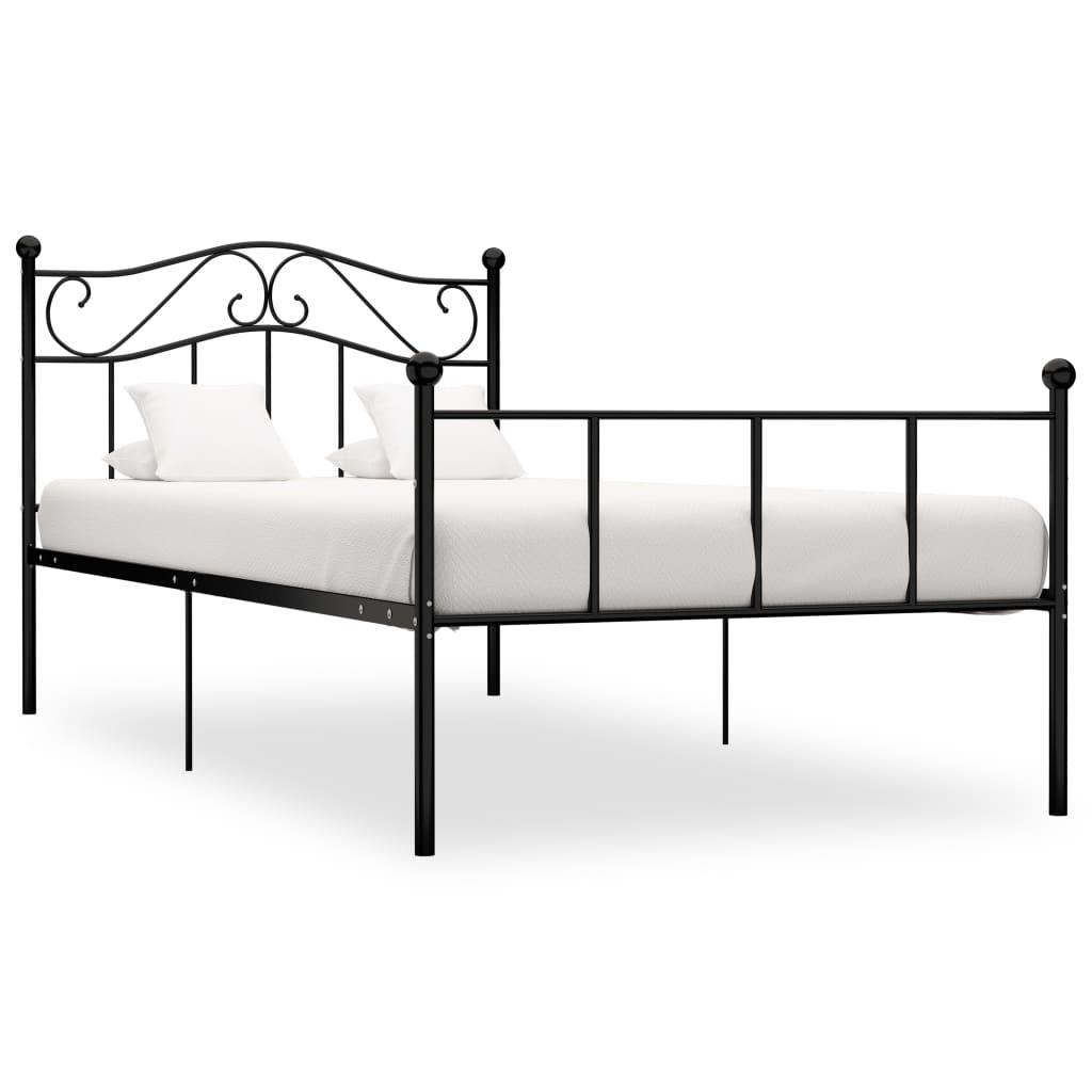 Giroletto Nero in Metallo 90x200cm - Contemporary Black Metal Bed Frame with Ornate Curved Design, Sturdy 4-Way Joint Support, No Assembly Required, Durable & Easy-Clean for Modern Bedroom Decor, Bedroom Furniture, Elegant Be