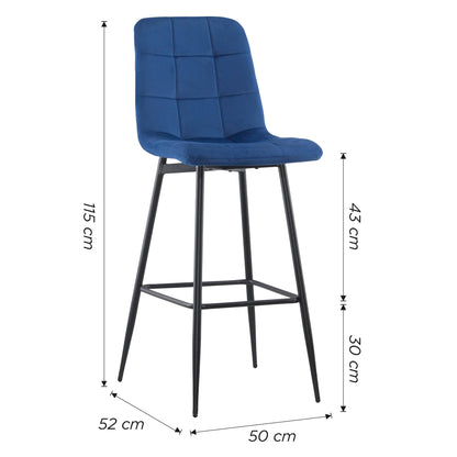 Velvet Fauteuils – Lounge Stoelen – Relaxstoelen – Zetel – Set Van 2 – Blauw Fluweel – Zwart Frame – Zachte Rugleuning – Voetensteun