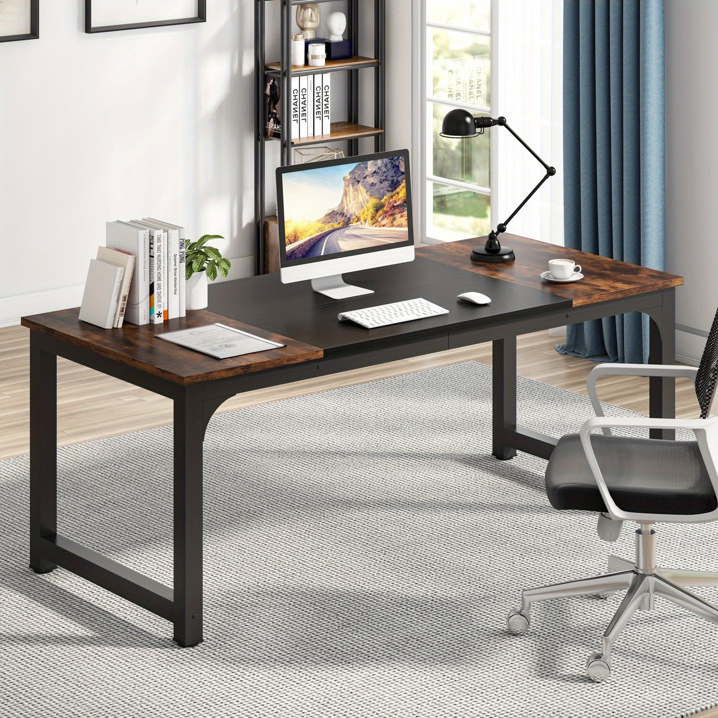 Vergadertafel – Bureautafel – Werktafel – Seminartafel – Kantoortafel – Rustiek Bruin & Zwart – E1 Spaanplaat – Stevig Metaal Frame