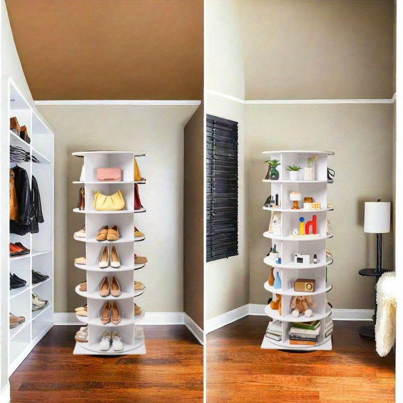 Schoenenrek – Schoenenkast – Schoenenopberger – Schoenentoren – Schoenhouder – 7 Lagen – 360° Draaibaar – Houten Zwart Design