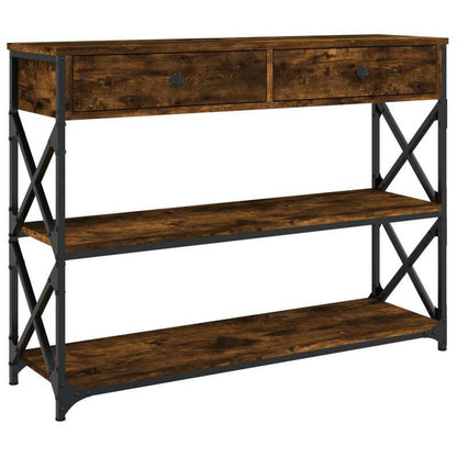 Console Table – Sidetable – Haltafel – Wandtafel – Bijzettafel – Bruin – Gemaakt Van Duurzaam Eikenhout – Compact Formaat 100x28x75 Cm
