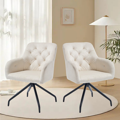 Eetkamerstoel – Stoel – Kuipstoel – Draaistoel – Designstoel – Beige Velours – 360° Draaibaar – Comfortabele Dikke Zitting