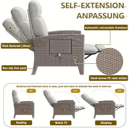 Ligbed – Lounger – Zonnebed – Ligstoel – Tuinstoel – Verstelbare Rugleuning 95°-165° – Inclusief Inklapbare Zijtafel en Dust Cover