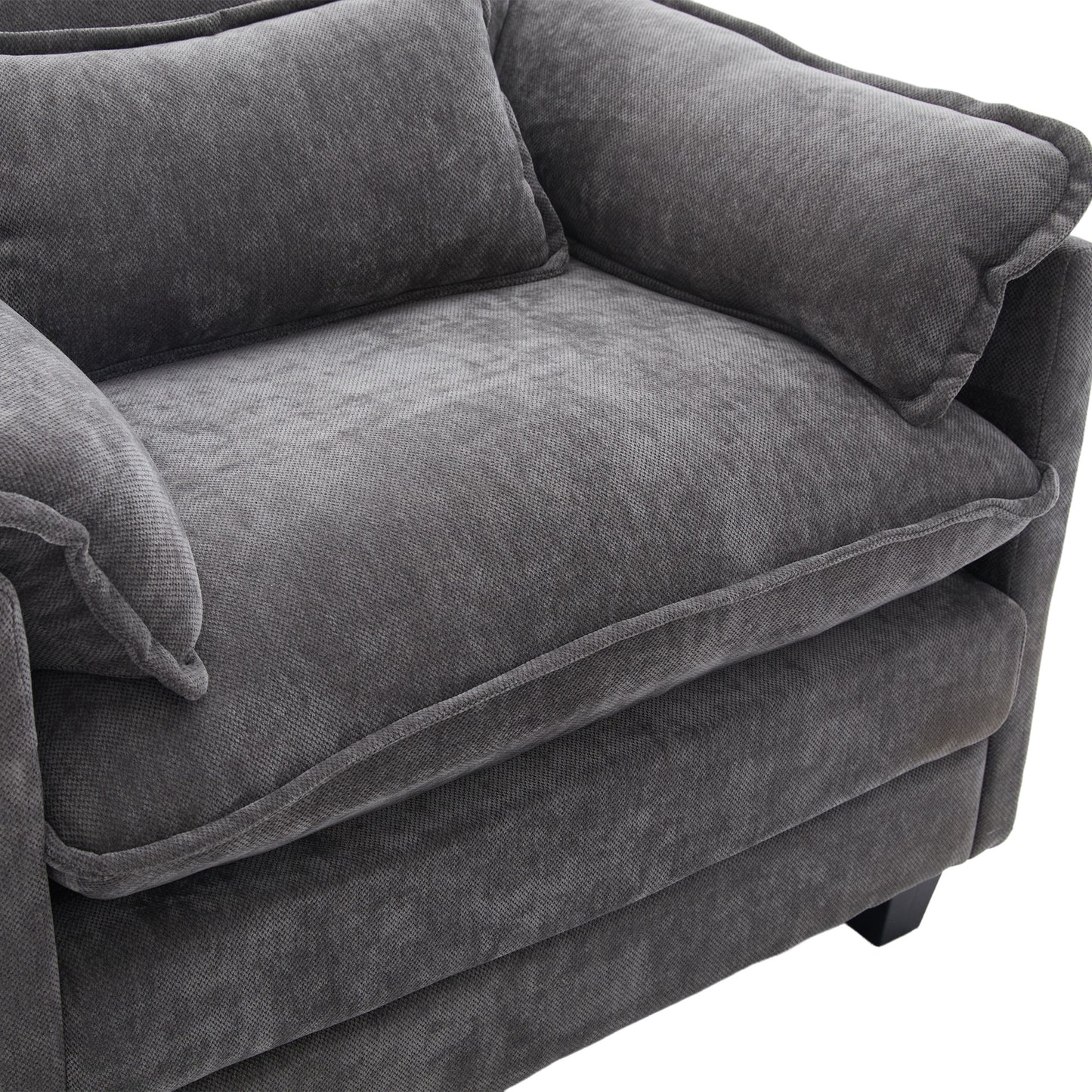 Extra Grote Relaxstoel – Loungestoel – Fauteuil – Zitzak – Relaxfauteuil – Premium Velvet – Inclusief Voetsteun & Poef – Handige Zijzakken – Grijs