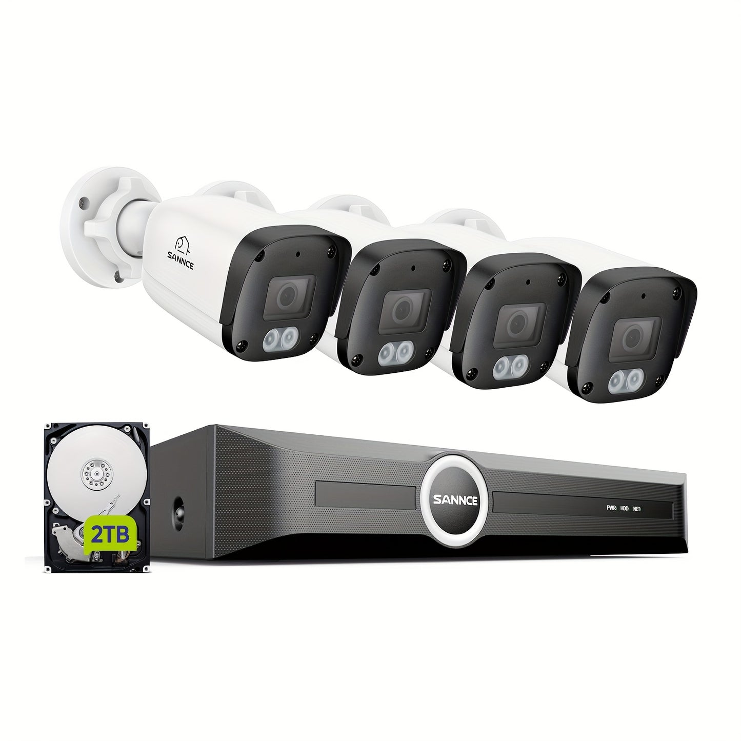 Beveiligingssysteem – Bewakingscamera – Surveillance Set – CCTV Systeem – PoE Camera – 4x 5MP Camera’s + 6MP NVR – Nachtzicht 30m – 2TB Opslag