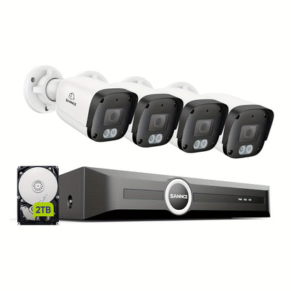 Beveiligingssysteem – Bewakingscamera – Surveillance Set – CCTV Systeem – PoE Camera – 4x 5MP Camera’s + 6MP NVR – Nachtzicht 30m – 2TB Opslag