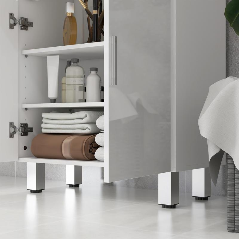 Badkamerkast – Badkamermeubel – Kolomkast – Wastafelonderkast – Opbergkast – 2 Lades – Verstelbare Plank – Hout Wit – Compact & Duurzaam