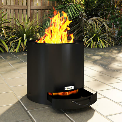 Vuurschaal – Vuurkorf – Tuinhaard – Feuerkorb – Brander – Zwart – Roestvrij Staal – 45 cm Diameter – Inclusief Vuurpook en Aslade