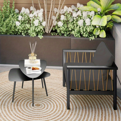 Buiten Tafel – Bijzettafel – Tuin Tafeltje – Balkon Tafel – Zwarte Metalen Tafels – Weerbestendig – Verstelbare Voetjes