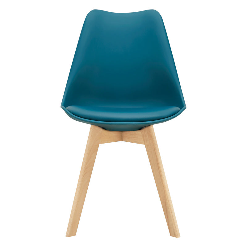 Eetkamerstoel – Stoel – Kuipstoel – Keukenstoel – Woonkamerstoel – Set van 6 – PU Kunstleer Bekleding – Massief Beukenhout Frame – Turquoise