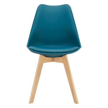 Eetkamerstoel – Stoel – Kuipstoel – Keukenstoel – Woonkamerstoel – Set van 6 – PU Kunstleer Bekleding – Massief Beukenhout Frame – Turquoise