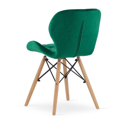 Stoel – Eetkamerstoel – Bureaustoel – Fauteuil – Kuipstoel – Velvet Bekleding – Massief Beukenhout – 120 kg Draagkracht – Moderne Groene Velvet Stoel
