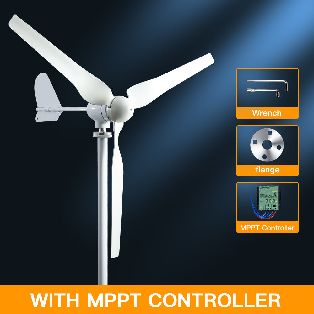 Windturbine Horizontale As – Windgenerator – Windmolen – Energie Generator – Huisenergie Systeem – 1500W 24V – Laag Geluid – MPPT Controller