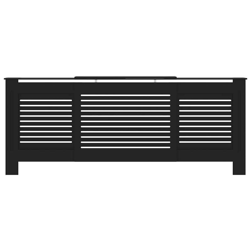 Radiatorombouw – Radiatoromkasting – Radiatorbekleding – Verwarmingsombouw – Ombouw Verwarming – Zwart Hout – 205 cm Hoog – Inclusief Extra Plankjes