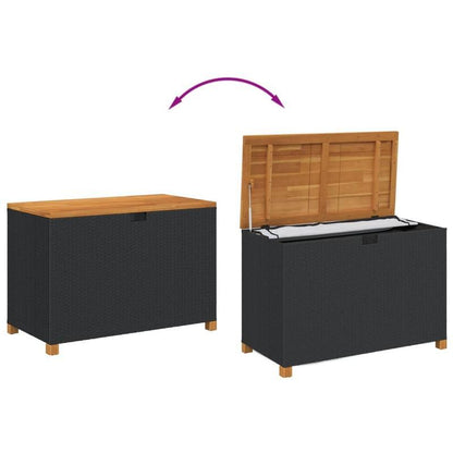 Tuinkist – Opbergkist – Tuinbox – Buitenopberger – Balkonbox – Zwart – 110x55x63 cm – Duurzaam Poly Rattan & Acaciahout