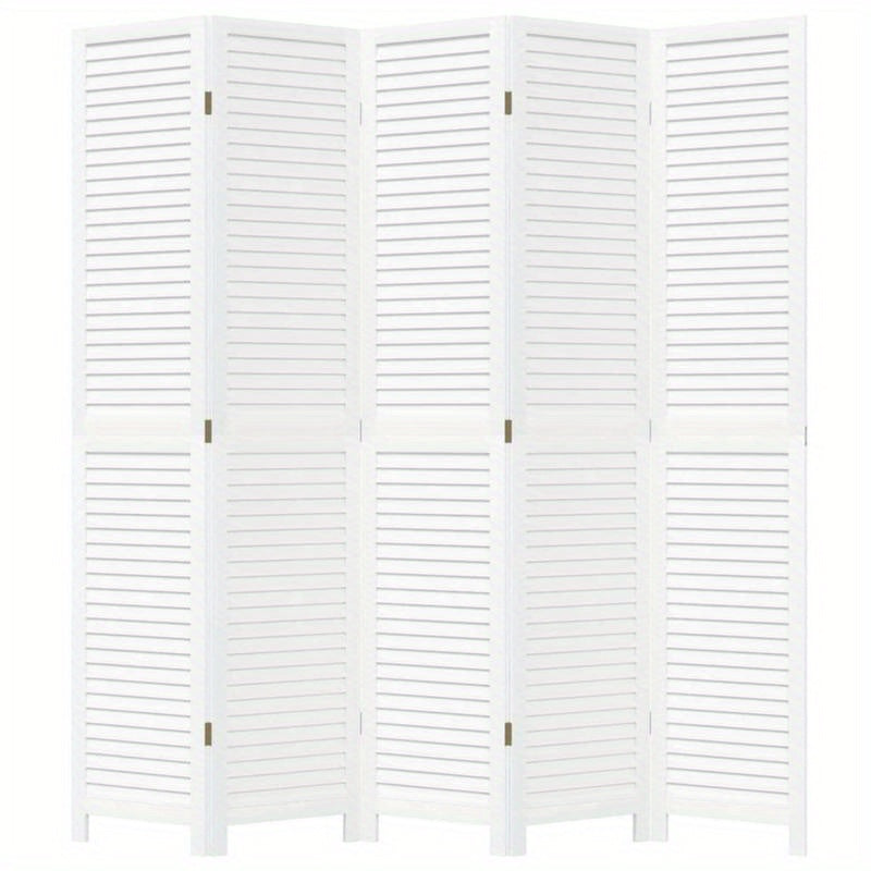 A Room Screen Featuring Five Panels of Solid Paulownia Wood in White. It Is Beautiful And Offers Privacy, Making It Ideal for Offices, Bedrooms, And Living Rooms., Bedroom Partition|Sleek Panel Design|Durable Construction