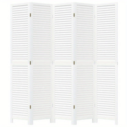 A Room Screen Featuring Five Panels of Solid Paulownia Wood in White. It Is Beautiful And Offers Privacy, Making It Ideal for Offices, Bedrooms, And Living Rooms., Bedroom Partition|Sleek Panel Design|Durable Construction
