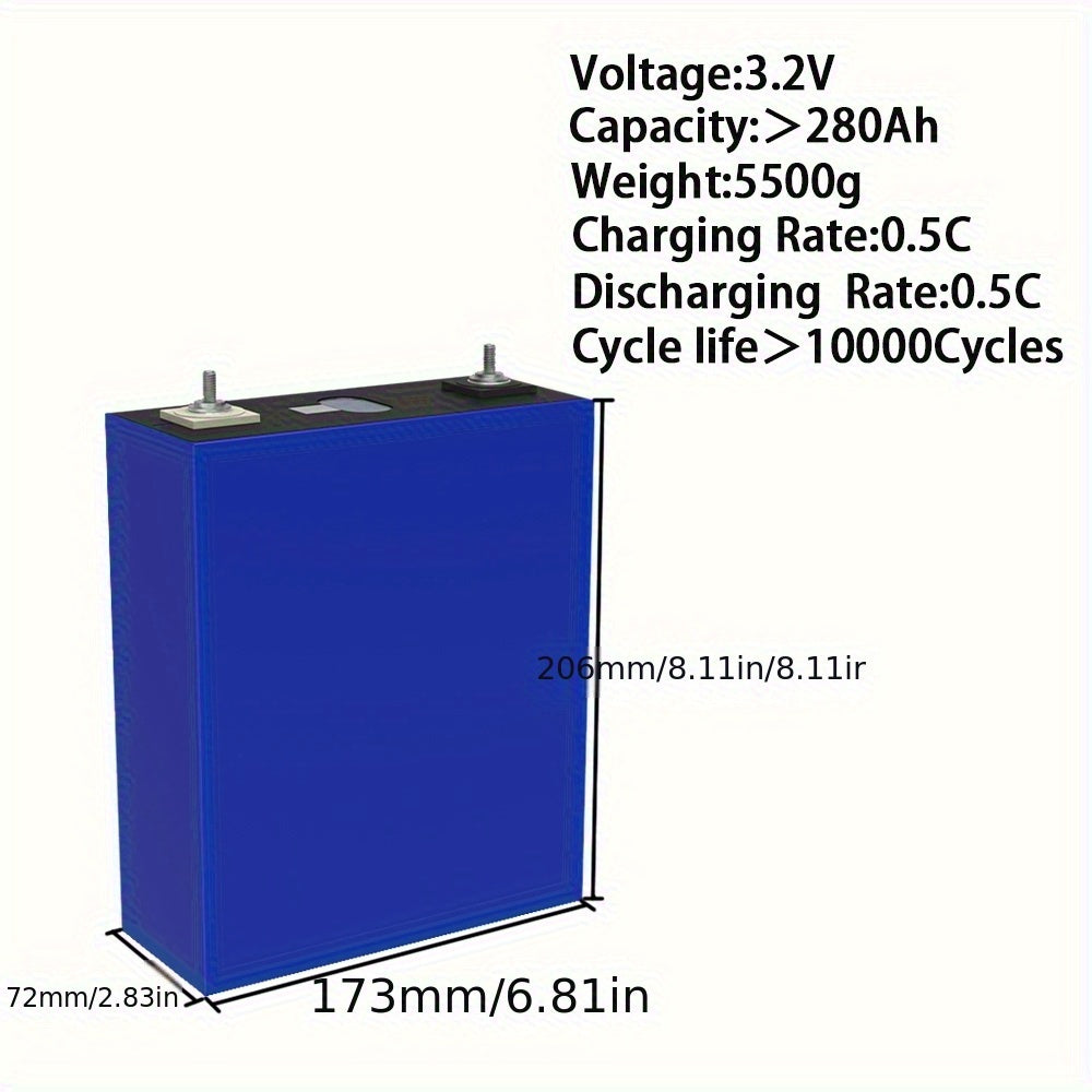 Li-ion accu – Lithium batterij – LiFePO4 cel – Oplaadbare accu – Herlaadbare batterij – 280Ah Capaciteit – Lange levensduur 10.000+ cycli